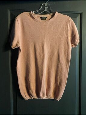 Massimo Dutti Men's Short-Sleeve Crewneck Sweater in Dusty Pink